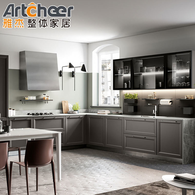 comprar Muebles de madera maciza gabinete de almacenamiento de cocina diseño modular con modelo de gabinete de pared fabricación en línea