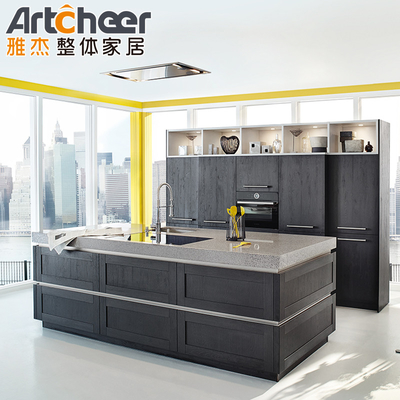 comprar Armario de cocina de estilo americano clásico de madera sólida gris en color gris y blanco fabricación en línea
