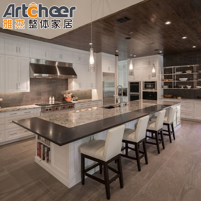 comprar Blanco Shaker Madera sólida Estilo delgado Armarios de cocina modulares Mercado americano Isla de comedor fabricación en línea