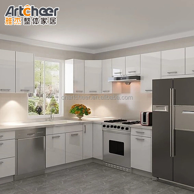 comprar Muebles de contrapartida gabinete de cocina de madera con acabado de PVC y accesorios de patada de pie fabricación en línea