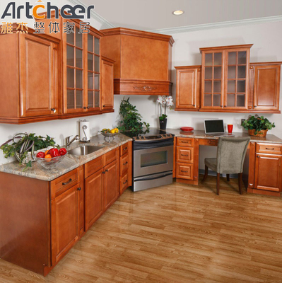 comprar Cabinet de cocina de madera maciza con gabinete colgante de pared y tratamiento de superficie de membrana de PVC fabricación en línea