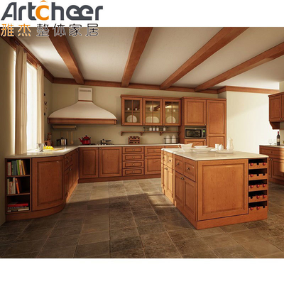 comprar Armarios de cocina de caoba elegantes y duraderos con marco de madera sólida de estilo moderno fabricación en línea