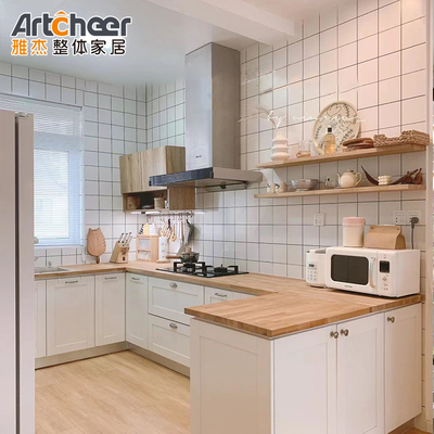 comprar Armarios de cocina modulares E0 2022 Tendencias de madera maciza con encimera de acero inoxidable fabricación en línea