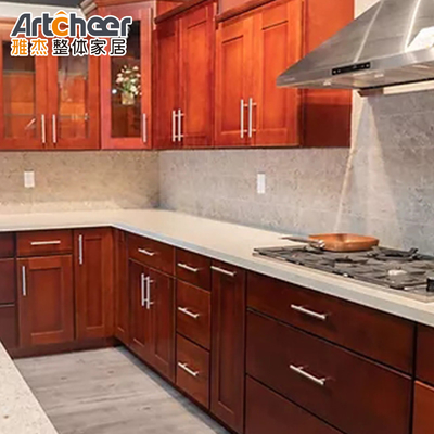 comprar Espaciosos gabinetes de cocina con diseño de madera de estilo americano y material de puerta MDF fabricación en línea
