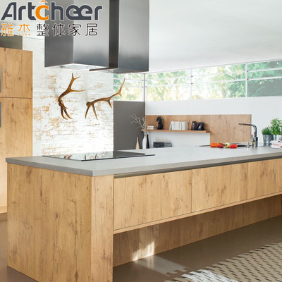 comprar Cabinet de cocina de madera contrachapada de color personalizado Frentes en madera blanca laminada Diseño moderno y elegante fabricación en línea