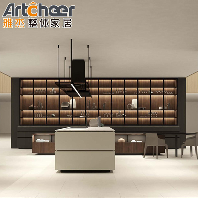 comprar Embalaje de correo N gabinete de cocina con unidad de madera gabinete de pared e isla en color blanco fabricación en línea