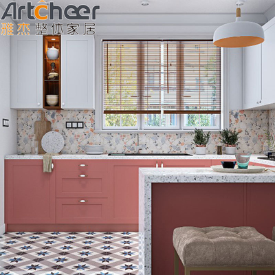 comprar Armoires de cocina rosa de diseño de alta gama Armoires de base tipo descontinuados fabricación en línea