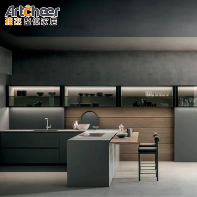comprar Armario de cocina de madera de estilo moderno duradero con mesa de comedor en forma de L conjunto de diseño completo fabricación en línea