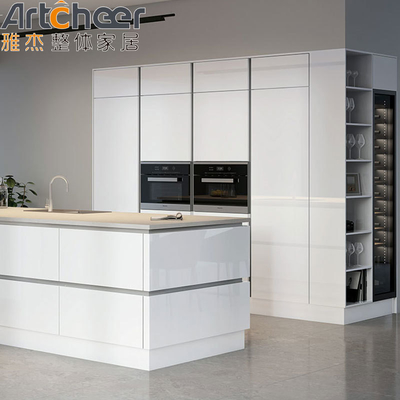 comprar Cabinet de almacenamiento de cocina de diseño moderno con acabado de laca y material de madera de panel fabricación en línea