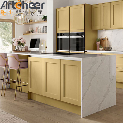 comprar Material de la puerta de tablero de melamina piedra Islas de cocina personalizadas Mesa con almacenamiento fabricación en línea
