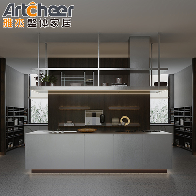 comprar Gabinete de cocina de madera sólida moderna con isla de lujo y conjunto de muebles de tamaño personalizado fabricación en línea
