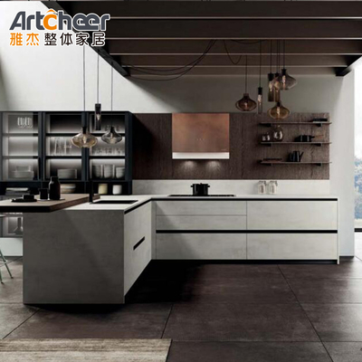 comprar Estante de gabinete de almacenamiento de cocina con puerta y pared Armario de grado E1 laminado Ogee Edge fabricación en línea
