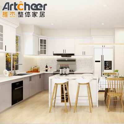 comprar Material de grado E0 gabinetes de madera personalizados para unidades de diseño de cocina modernas completas fabricación en línea