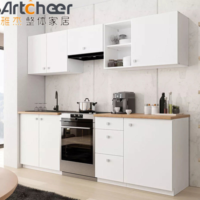 comprar Gabinete de cocina pequeño de madera contrachapada de color gris con tratamiento de superficie del panel de la puerta de laca moderna fabricación en línea