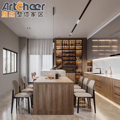 comprar Pantry de gabinete de colores personalizado de estilo moderno con encimera y almacenamiento de cuarzo fabricación en línea