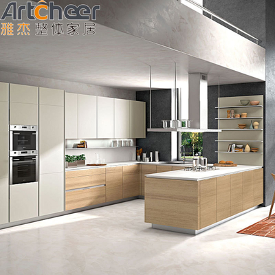 comprar Cabinet de cocina en forma de U con cubierta de piedra de cuarzo fabricación en línea
