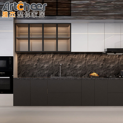 comprar Armario de cocina de madera sólida de estilo americano con cubierta de cuarzo y material de puerta MDF fabricación en línea