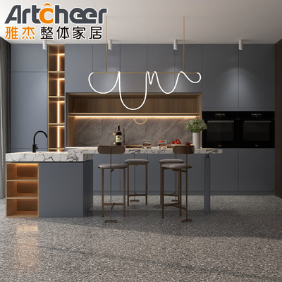 comprar Diseño de cocina moderna con escritorio de acrílico puro y almacenamiento de Susan perezoso fabricación en línea