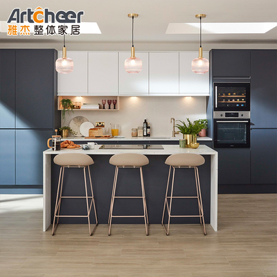 comprar Armario de cocina italiano estándar Melamina laminada de madera con grano y laca fabricación en línea