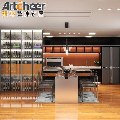 comprar Armarios escandinavos Muebles de cocina modernos con armarios de tamaño personalizado y mesa de isla fabricación en línea