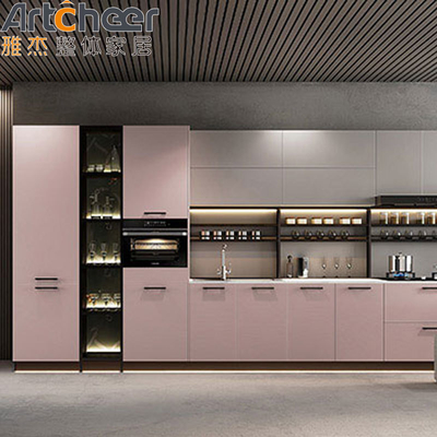 comprar Cocina de acabado de laca con forma moderna de la península en L y característica de cierre suave fabricación en línea