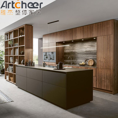comprar Armario de cocina de roble de chapa moderna con carcasa de contrachapado y accesorios Diseño de hardware fabricación en línea