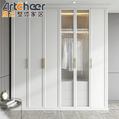 comprar Escuelas de madera de melamina, vestidor con puerta corredera blanca con diseño abierto fabricación en línea
