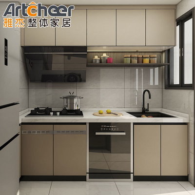 comprar Gabinete de cocina de PVC de contrachapado completo con diseño moderno de la isla negra hecho en por KingV fabricación en línea