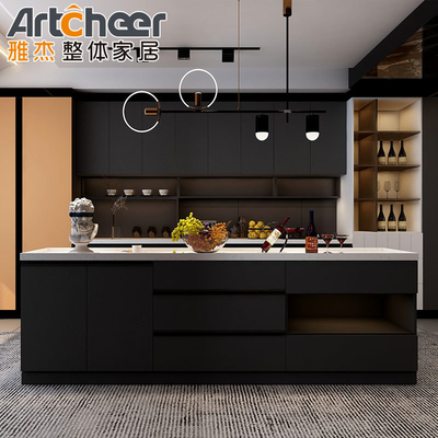comprar Gabinete de cocina de acrílico moderno con Gabinete de isla para Sudáfrica Villa estilo abierto fabricación en línea