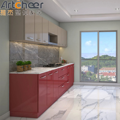 comprar Muebles de madera contrachapada Muebles de cocina gris brillante duradero con acabado de laca fabricación en línea