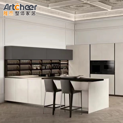 comprar Armarios de base Armario de cocina con estilo italiano Isla y mesa de piedra de cuarzo fabricación en línea