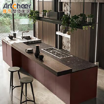 comprar Muebles de gabinete de cocina con estilo con cestas y puertas de MDF fabricación en línea