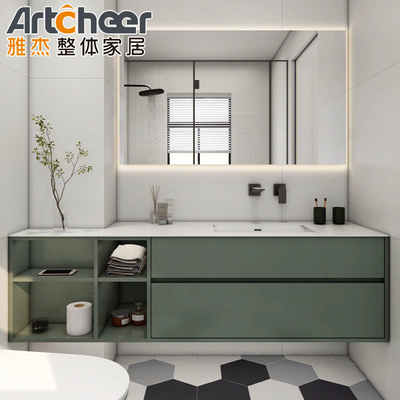 comprar Moderno de madera sólida de color marrón baño baño de la vanidad panel de la puerta plana en tamaño personalizado fabricación en línea