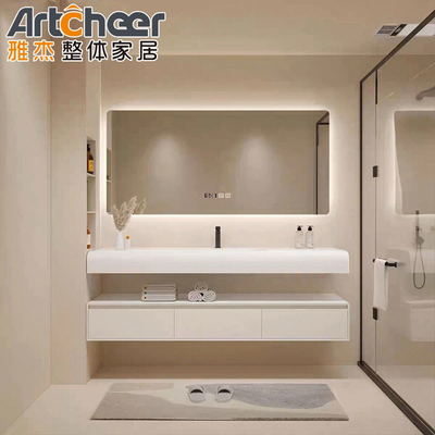 comprar Elegante baño de madera sólida con cajón de almacenamiento y duradero Carrara Marmol Top fabricación en línea