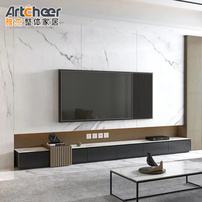 comprar Muebles de salón personalizados Estantes de televisión tradicionales con mesa de piedra sinterizada fabricación en línea