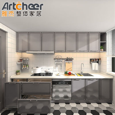 Gabinete de cocina de madera sólida con bordes de escritorio laminados