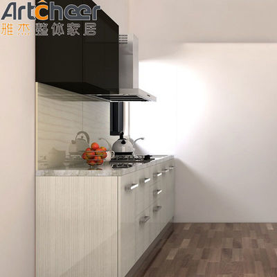 Melamina de madera sólida acabado de la caja de la cocina del cajón de la manija para la satisfacción del cliente