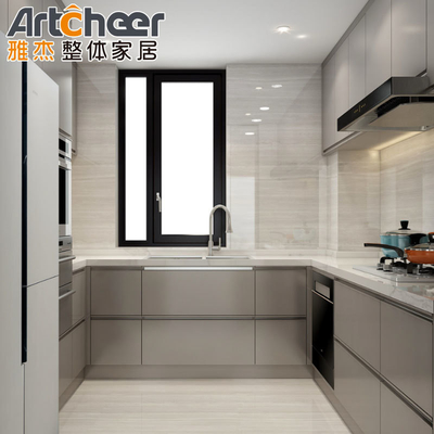 Gabinete de cocina de color blanco gris moderno con acabado de Matt y diseño de colgar en la pared