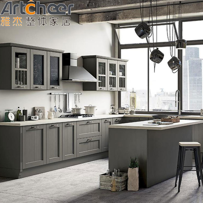 Diseño de lujo de estilo americano gabinetes de cocina de madera sólida con armarios de despensa de cocina