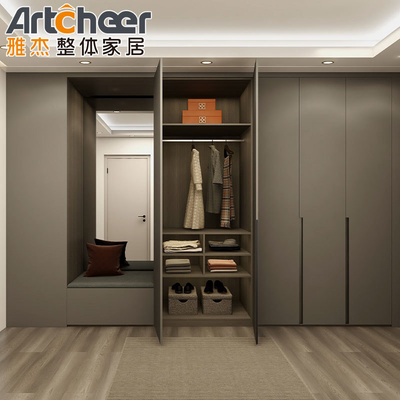 Modernista Minimalista Dormitorio de madera Cubierta con bisagra Armario de alta gama estilo nórdico 2 puertas Armario
