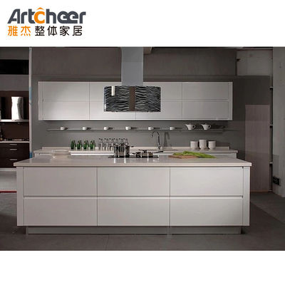 Puertas planas de madera maciza gabinete de cocina muebles de estilo italiano contemporáneo